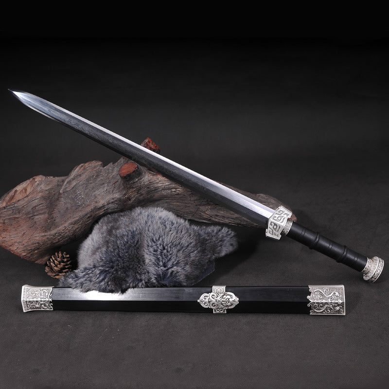 Longquan Town House Sword Medium Eight-Sided Han Sword Pattern Steel Ruyi Sword Ancient Silver High-End Sword - Image 6