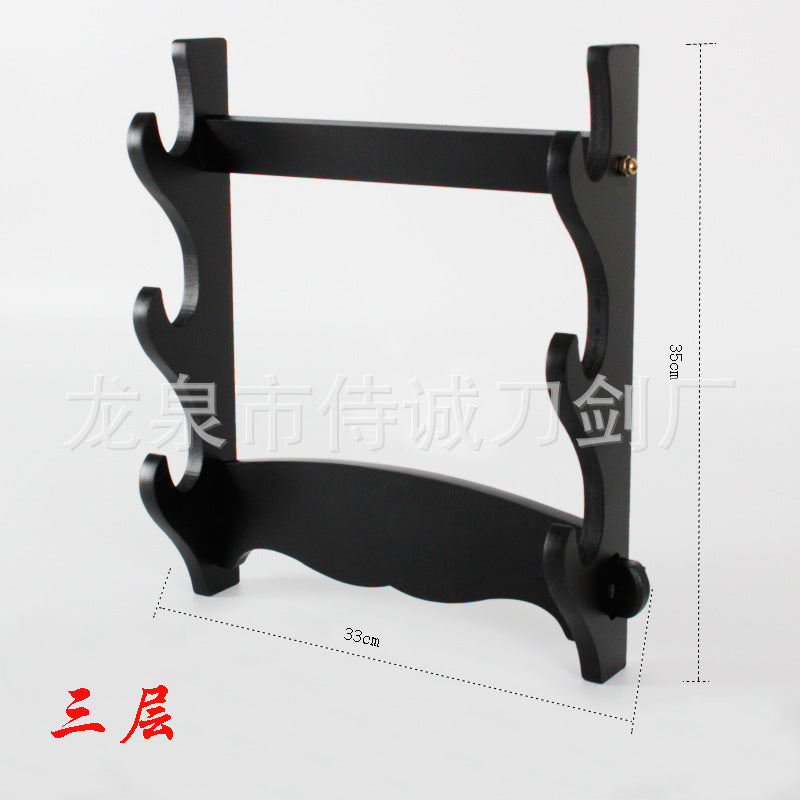 Multi-Layer Solid Wood Sword Rack, Weapon Display Holder - Image 4