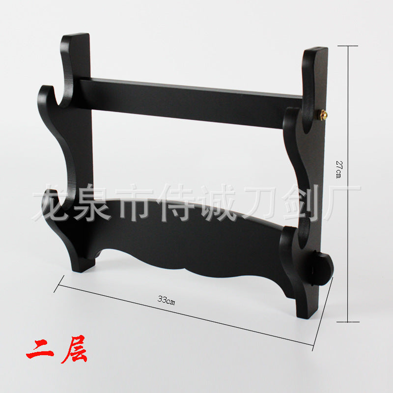 Multi-Layer Solid Wood Sword Rack, Weapon Display Holder - Image 3