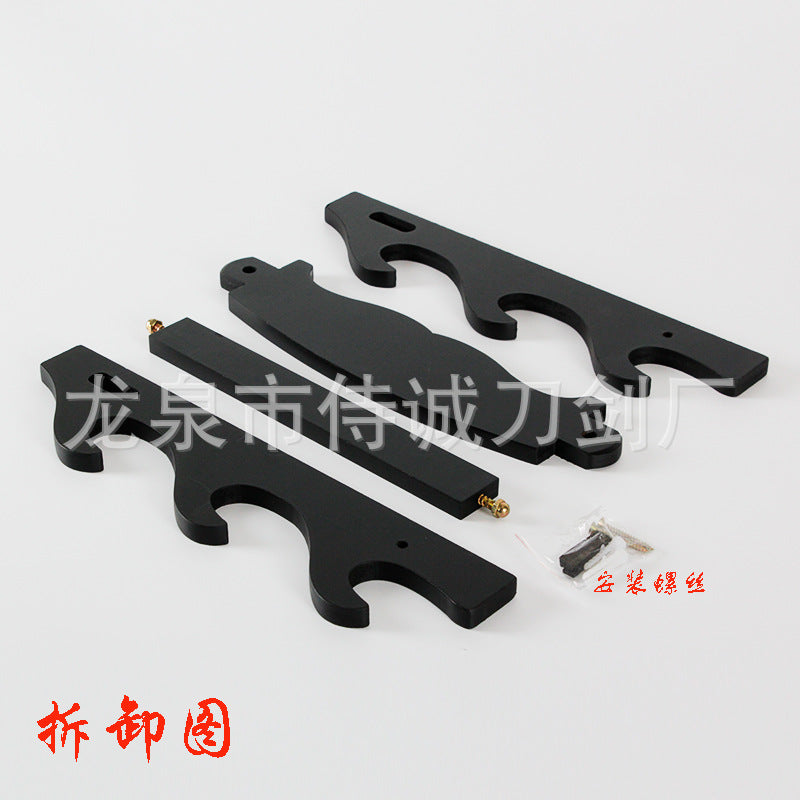 Multi-Layer Solid Wood Sword Rack, Weapon Display Holder - Image 5