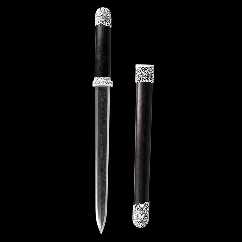 Peony Small Sword Eight-Sided Pattern Steel Han Sword Dagger Town House Sword - Image 3