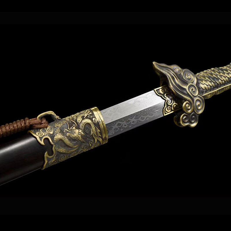 Longquan City Sword Self-Refined Steel Yunlong Sword Copper Handle Handmade Han Sword Qing Sword Tang Sword Town House Sword Collection - Image 2