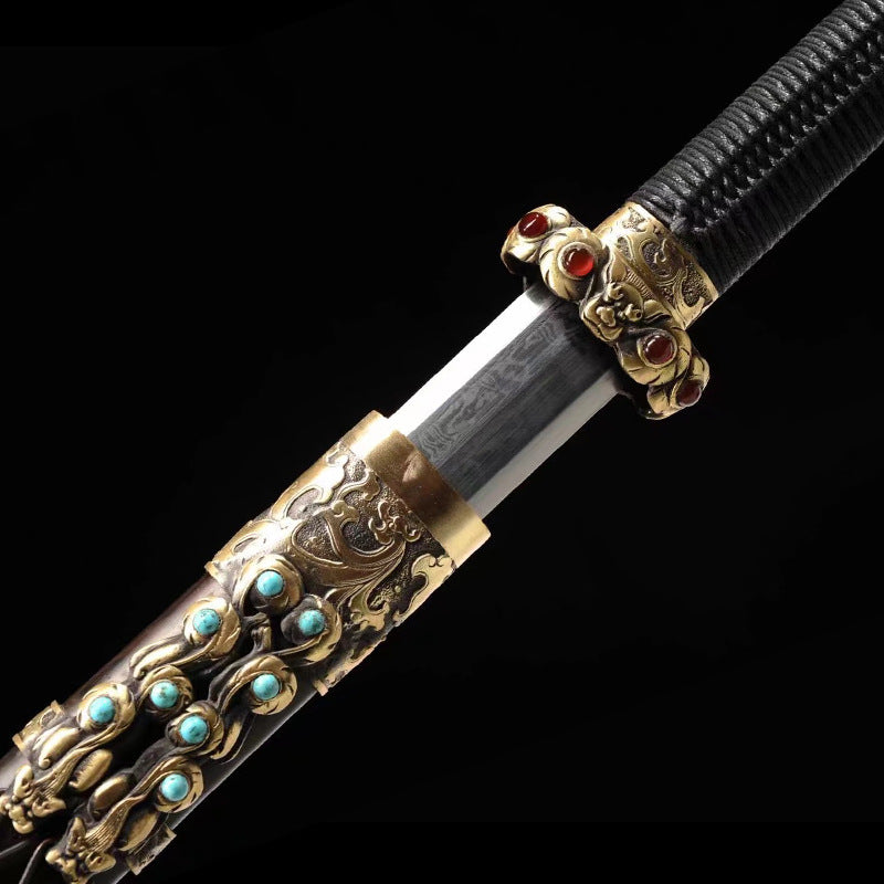 Longquan City Sword Chilong Qin Sword - Eight-Sided Han Sword, Pattern Steel Tang Sword, Two-Handed Sword, Town House Sword - Image 3