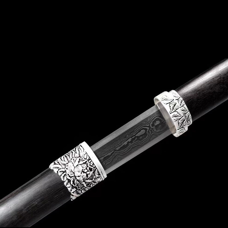 Peony Small Sword Eight-Sided Pattern Steel Han Sword Dagger Town House Sword - Image 2