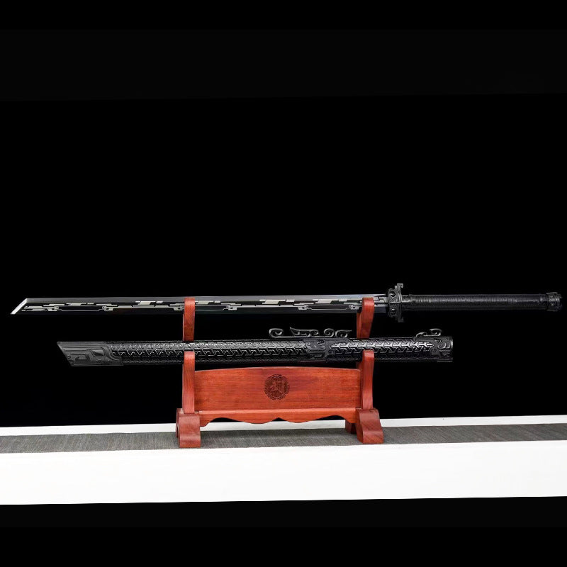 Longquan Sword Manganese Steel Self-Defense Knife - Tang Hengdao Embroidered Spring Outdoor Weapon - Image 2