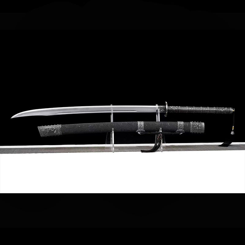 Kangxi War Sword: Long Handle Oxtail Two-Handed Sword, High Manganese - Image 3