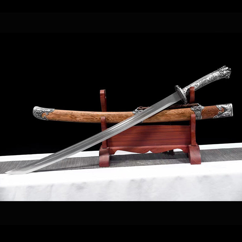 Pattern Steel "Kangxi Dragon Tiger" Short Sword - Image 2