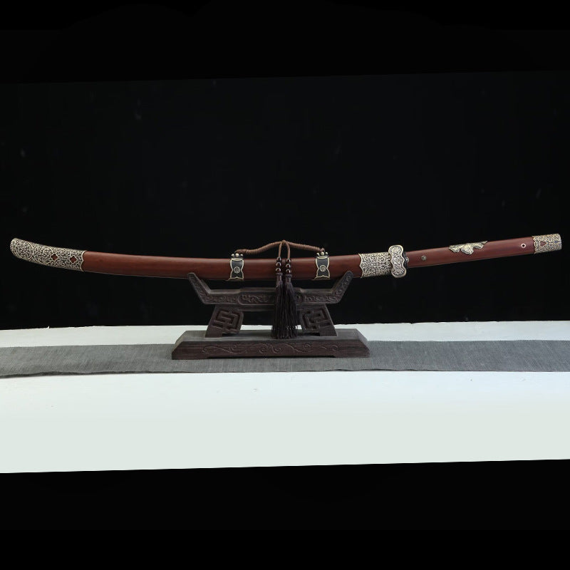 Ding Baiying Embroidered Damascus Spring Knife Martial Arts Practice Knife - Image 4