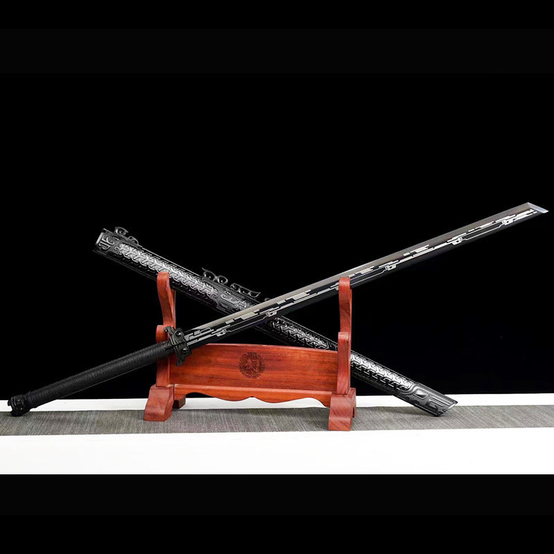 Longquan Sword Manganese Steel Self-Defense Knife - Tang Hengdao Embroidered Spring Outdoor Weapon