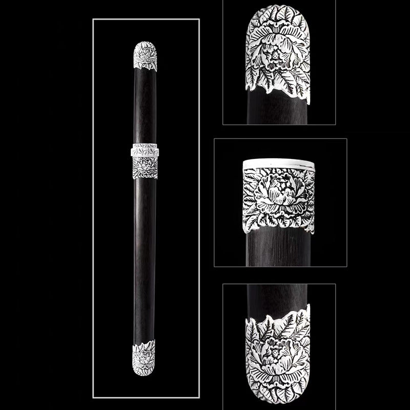 Peony Small Sword Eight-Sided Pattern Steel Han Sword Dagger Town House Sword - Image 4