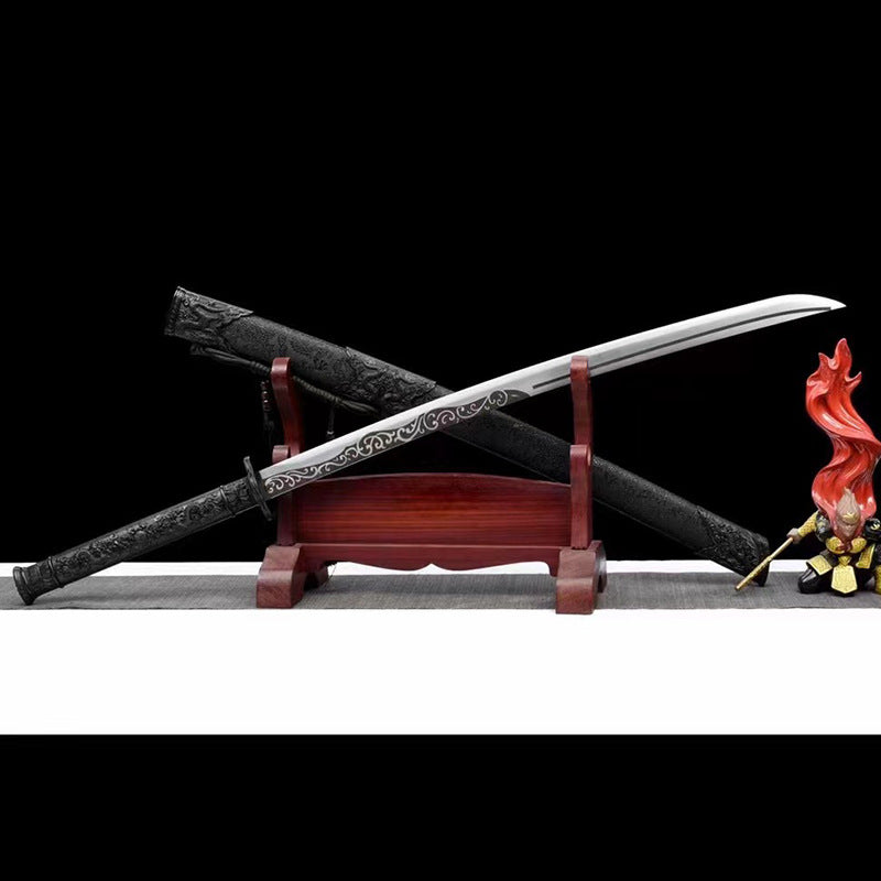 Shuanglong Embroidered Spring Knife Clear Waist Knife Manganese Steel Knife - Image 6