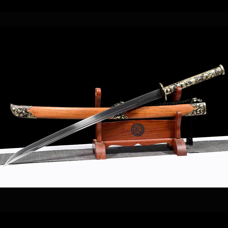 Embroidered Spring Knife - Pattern Steel, One-Piece Forged, Battle Knife, Gift Cold Weapon - Image 2