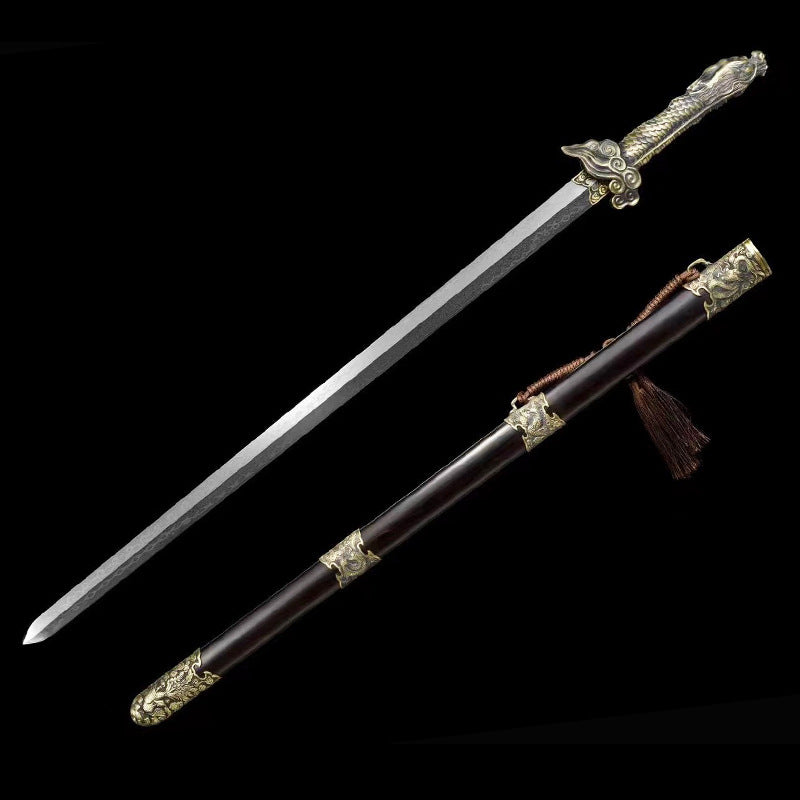 Longquan City Sword Self-Refined Steel Yunlong Sword Copper Handle Handmade Han Sword Qing Sword Tang Sword Town House Sword Collection - Image 6