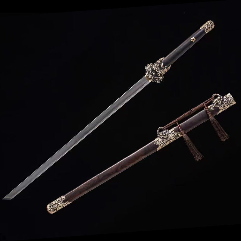 Hand-Forged Tang Sword: Uzi Steel, Burnt Blade, Cold Weapon - Image 3