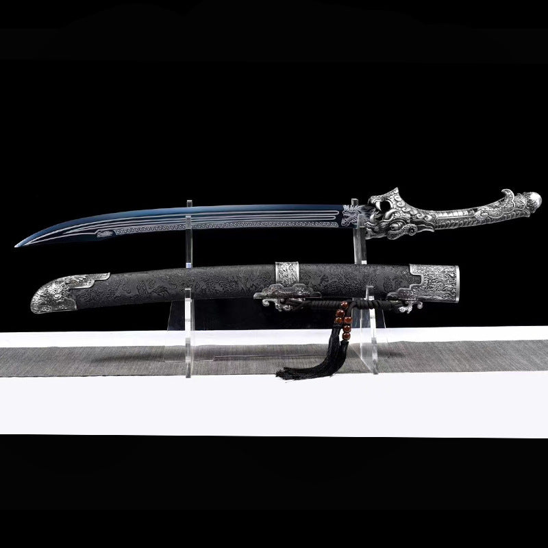 Ox Tail Knife - Manganese Steel Martial Arts Training Sword, Outdoor Practice Weapon (Blue) - Image 3