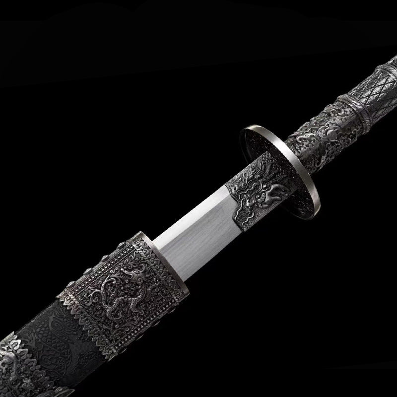 Kangxi War Sword: Long Handle Oxtail Two-Handed Sword, High Manganese - Image 2