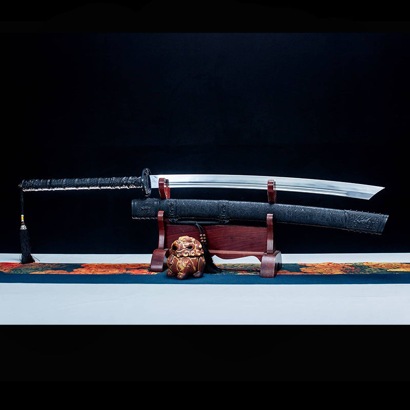 Kangxi War Sword - Longquan, Double Hand, Embroidered Spring Knife, Manganese Steel - Image 3