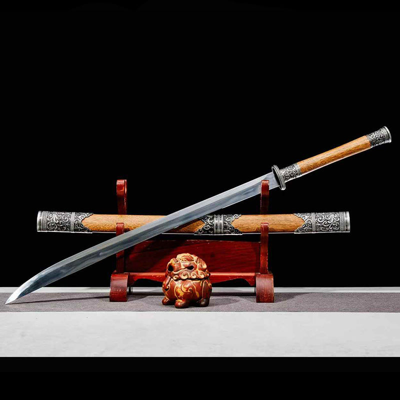 Embroidered Spring Manganese Steel Long Two-Hand Knife, Home Decor & Practice Play - Image 2