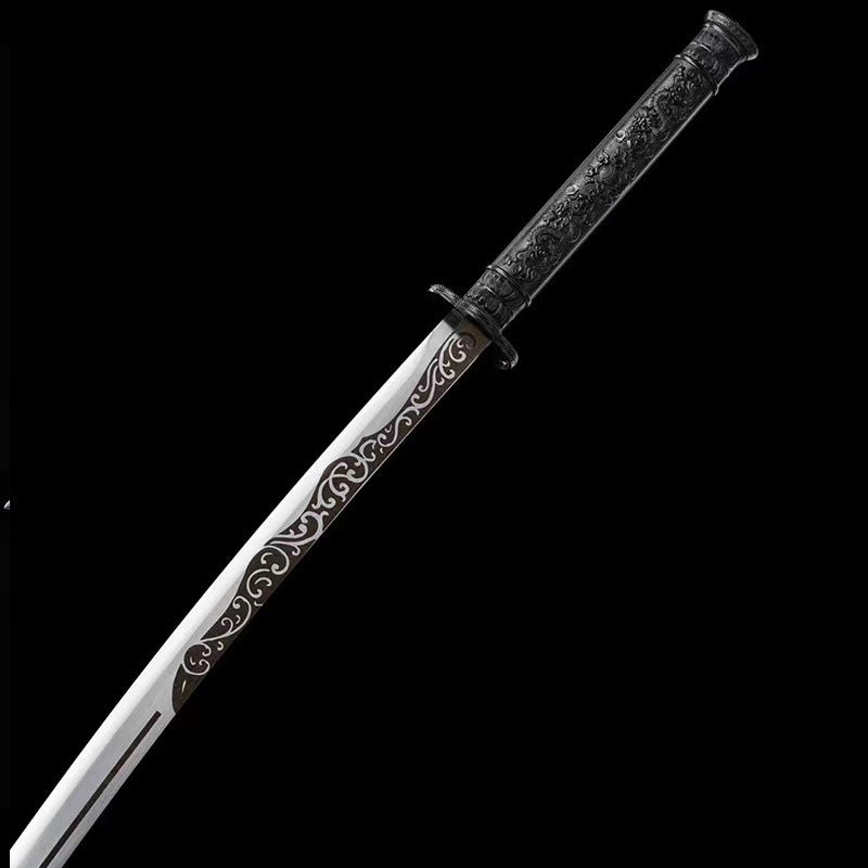 Shuanglong Embroidered Spring Knife Clear Waist Knife Manganese Steel Knife - Image 3