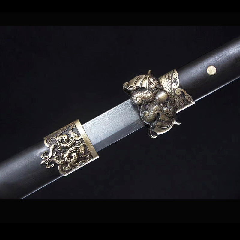 Tang Hengdao Pattern Steel One-Piece Forged Pure Copper Tang Sword Embroidered Spring Knife Outdoor Sword Collection Knife Weapon - Image 3