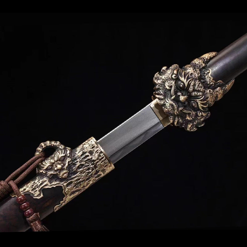 Hand-Forged Tang Sword: Uzi Steel, Burnt Blade, Cold Weapon - Image 2