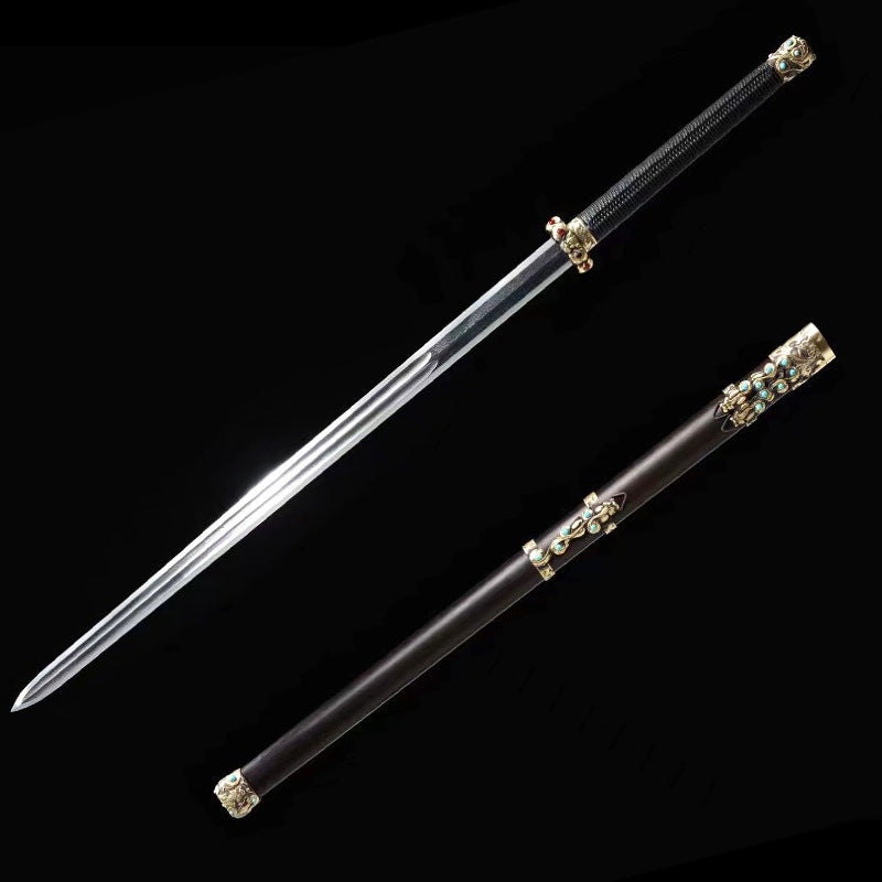 Longquan City Sword Chilong Qin Sword - Eight-Sided Han Sword, Pattern Steel Tang Sword, Two-Handed Sword, Town House Sword