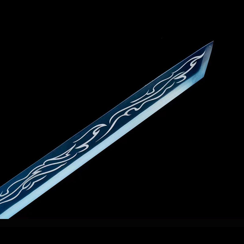 Plain Tang Hengdao High Manganese Steel Roasted Blue One-Piece Sword - Image 3