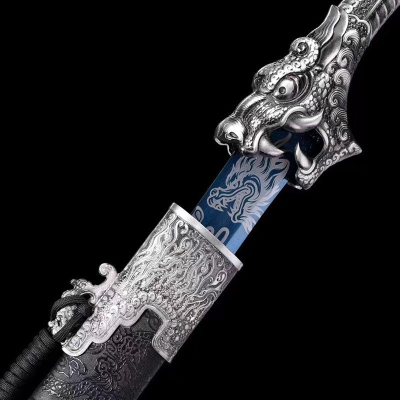 Ox Tail Knife - Manganese Steel Martial Arts Training Sword, Outdoor Practice Weapon (Blue) - Image 2