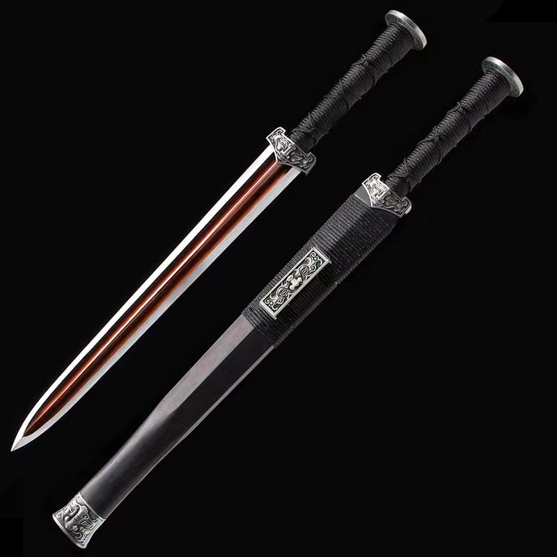 Chilong Xiaohan Sword - Short Sword, Pattern Steel, Red, Outdoor Self-Defense Weapon - Image 6