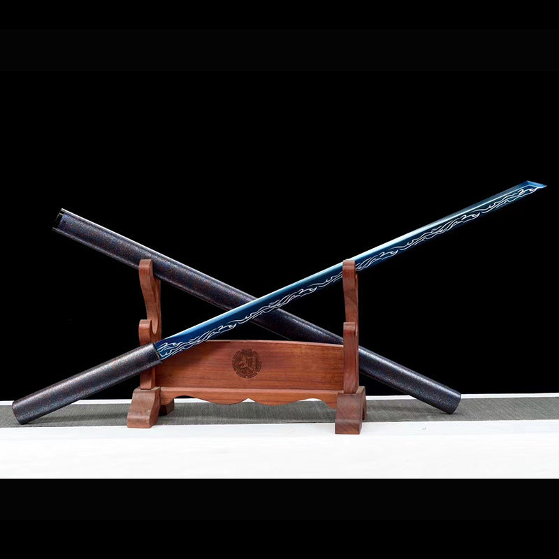 Plain Tang Hengdao High Manganese Steel Roasted Blue One-Piece Sword - Image 6