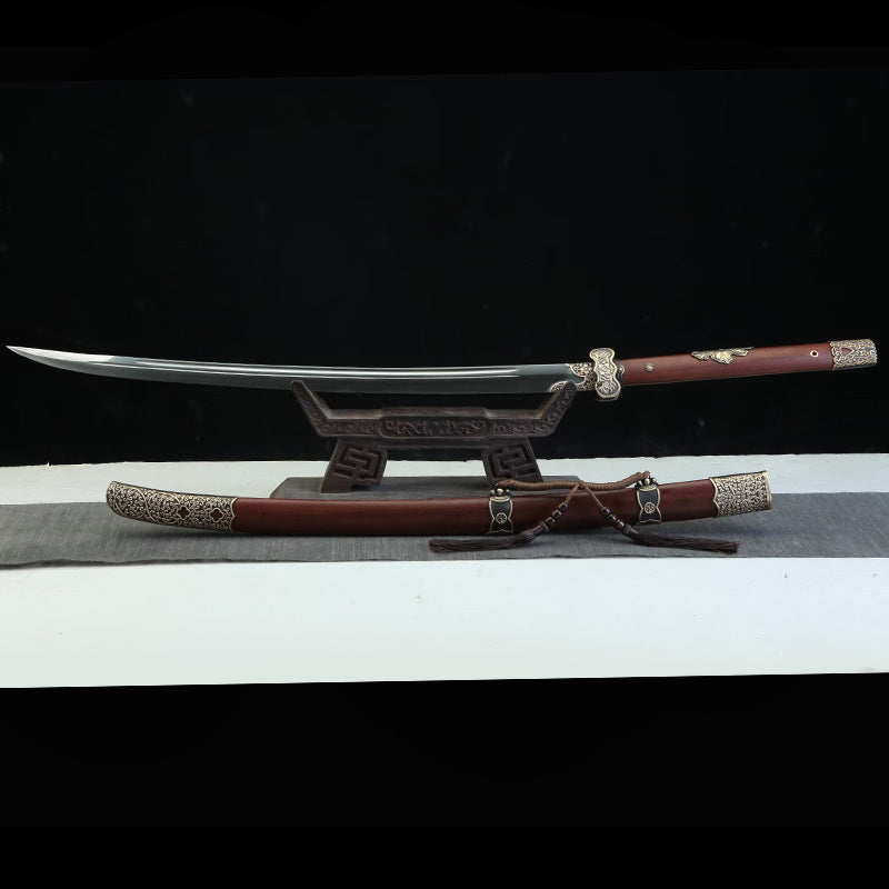 Ding Baiying Embroidered Damascus Spring Knife Martial Arts Practice Knife