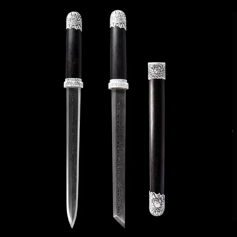 Peony Small Sword Eight-Sided Pattern Steel Han Sword Dagger Town House Sword