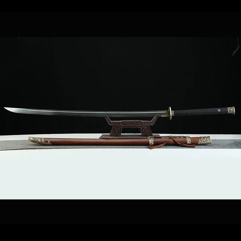 Dragon Pattern Seedling Knife, Two-Handed Sword, Pattern Steel, One-Piece Forged Long Knife, Embroidered Spring Knife, Martial Arts Knife, Cold Weapon, - Image 4