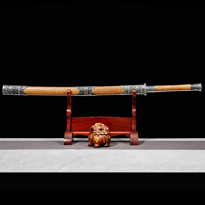 Embroidered Spring Manganese Steel Long Two-Hand Knife, Home Decor & Practice Play - Image 4