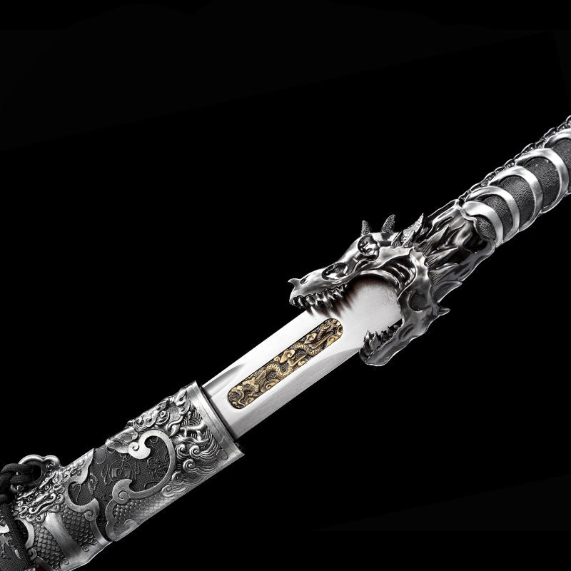 Hand-Forged Manganese Steel Embroidered Spring Knife - Image 2