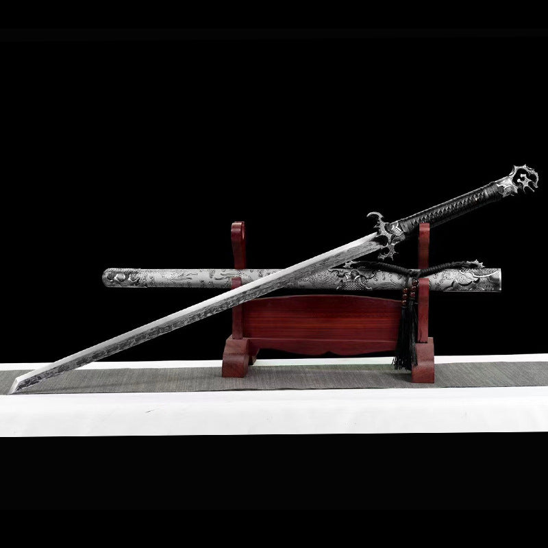 Tang Hengdao Home Furnishings Longquan Town House Sword Integrated Manganese Steel Sword Props Self-Defense Cold Weapon