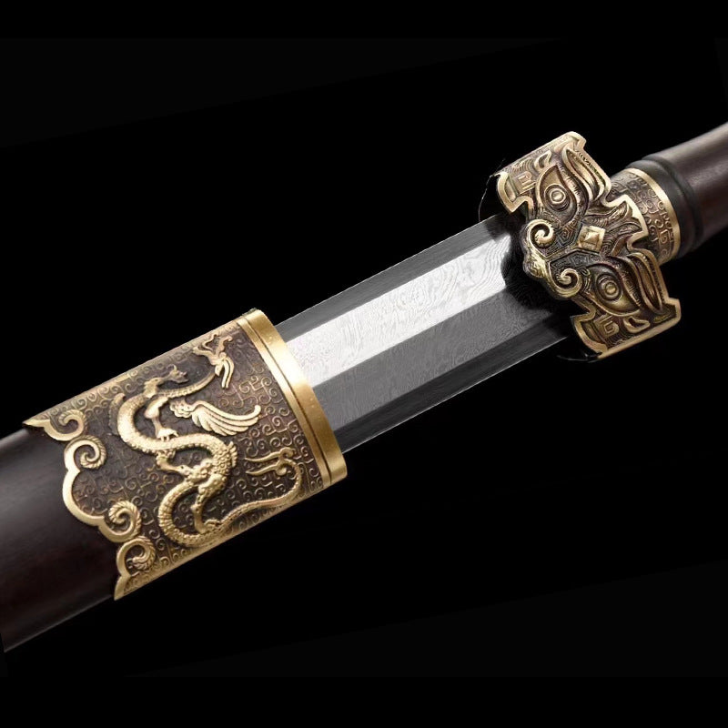 Longquan City Sword Han Sword Three Kingdoms War Sword Dragon Pattern Sword Pattern Steel One-Piece Forged Sword Yi Zi Sword - Image 2