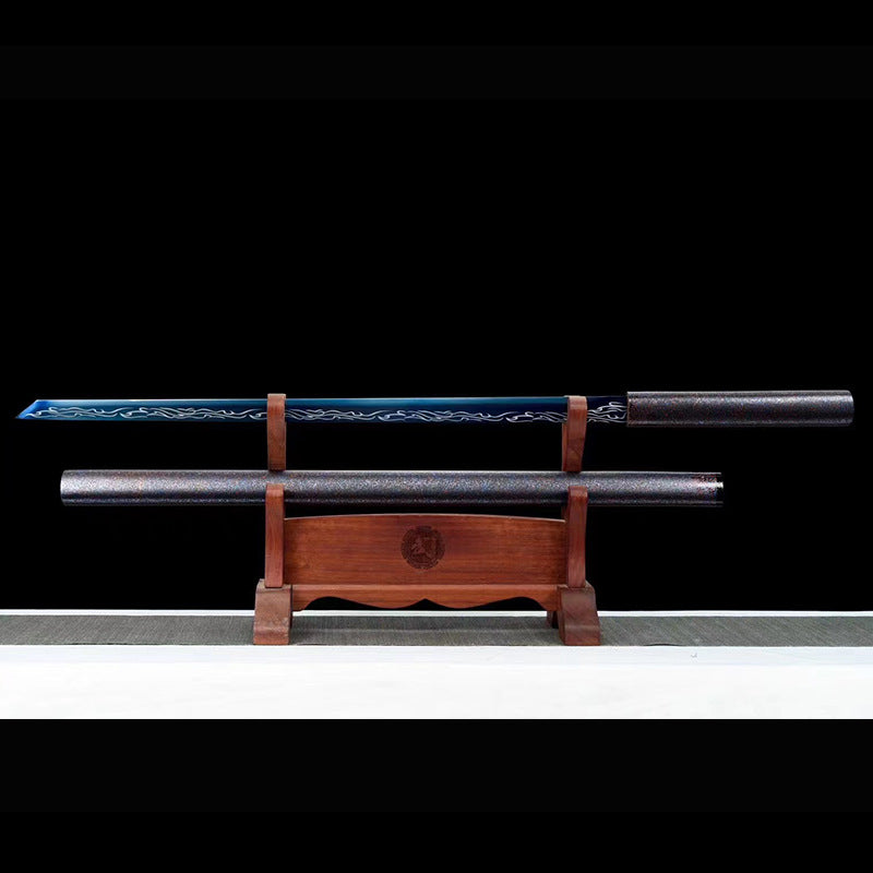 Plain Tang Hengdao High Manganese Steel Roasted Blue One-Piece Sword - Image 4