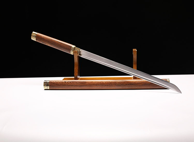 Pattern Steel "Qijia" Oxtail Martial Arts Sword – detail shot